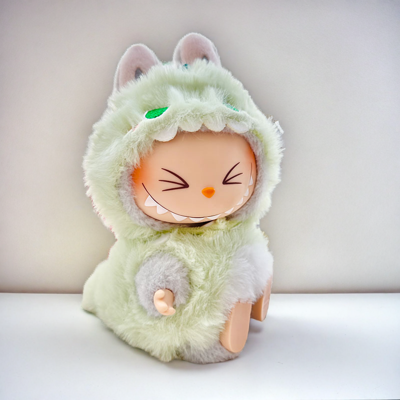 Labubu ミントモンスターセット - 座りラブブ用グリーンもふもふ