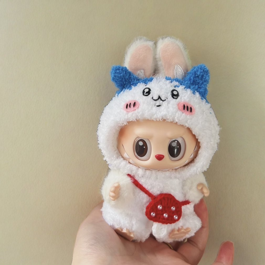 Labubu ハチワレセット - 白と青のキャラクターコスチューム（赤い