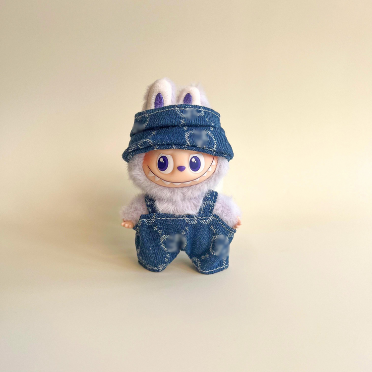 Labubu 4.0 Monogram Denim Jumpsuit Outfit flat lay product shot – Lizzie & Friends