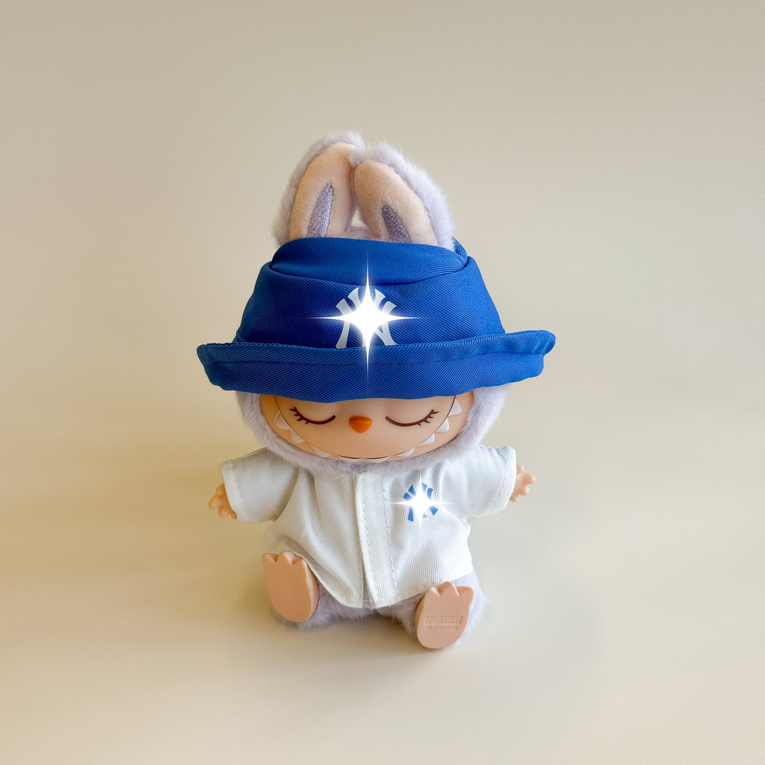 Labubu Baseball Outfit – Blue Classic Edition – Labubu plush doll outfit handmade kawaii Pop Mart collectible accessory