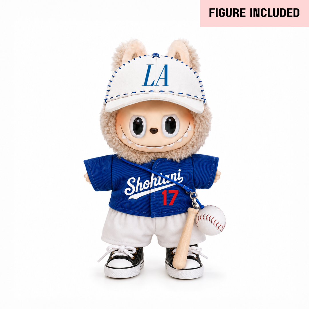 Labubu LA Shohtani #17 Baseball Outfit Set – Complete with Authentic Exciting Macaron Toffee Figure