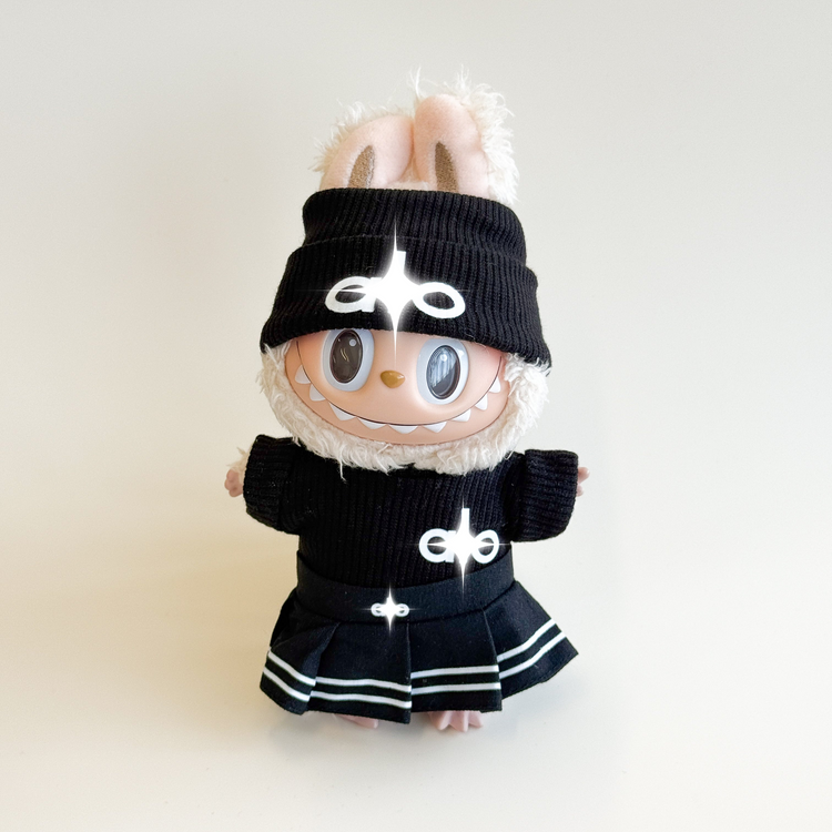 Labubu Athletic Outfit – Athleisure Monochrome Edition (4 Items) flat lay product shot – Lizzie & Friends
