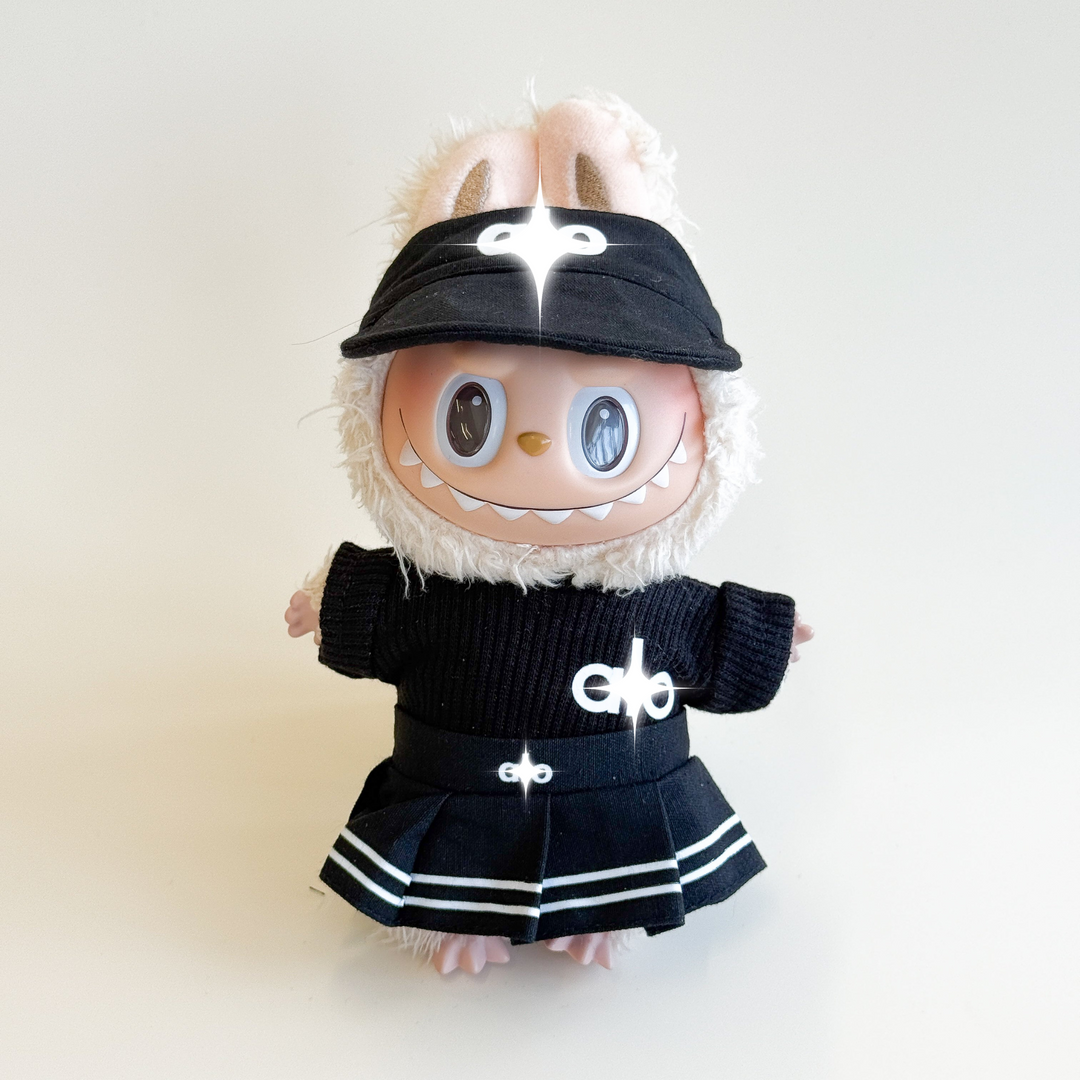 Labubu Athletic Outfit – Athleisure Monochrome Edition (4 Items) – Labubu plush doll outfit handmade kawaii Pop Mart colle...