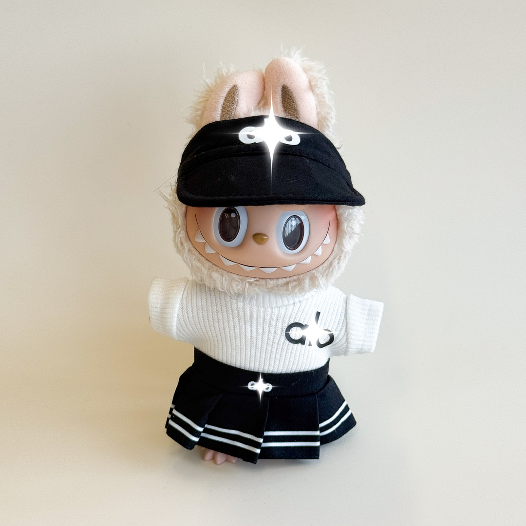 Labubu Athletic Outfit – Athleisure Monochrome Edition (4 Items) back view detail – Lizzie & Friends