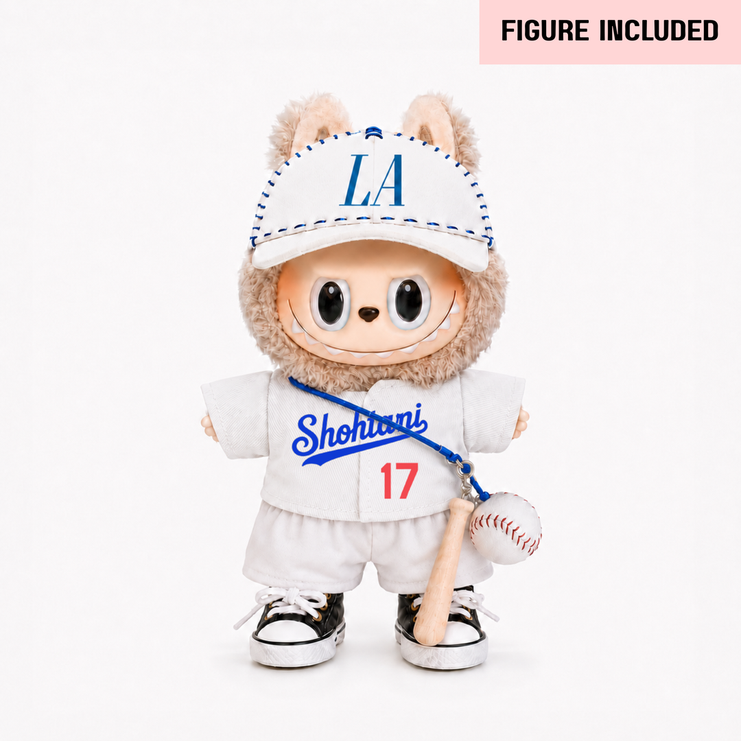 Labubu Shohtani #17 Baseball Outfit Set – Complete with Authentic Exciting Macaron Toffee Figure