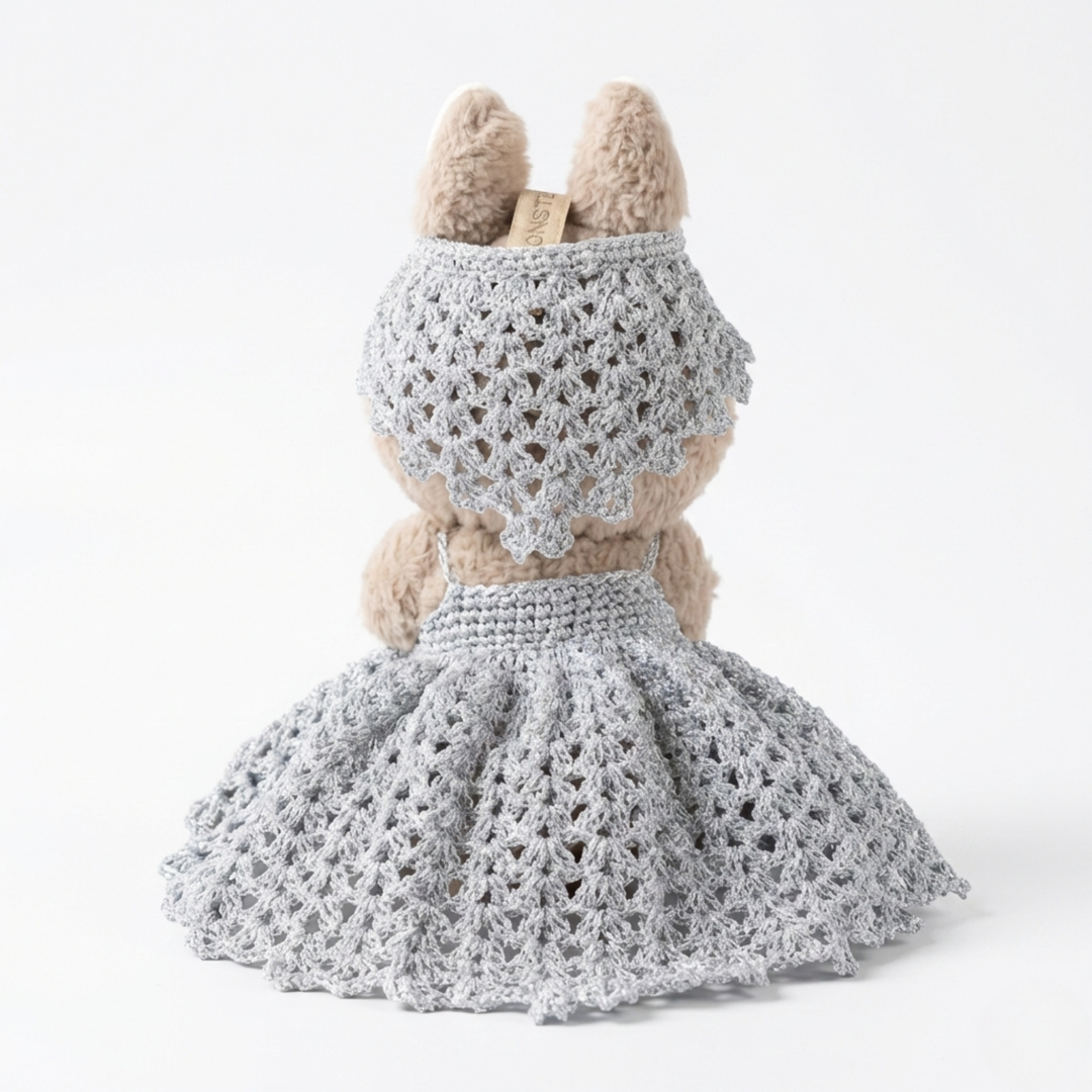 Labubu Elegant Crochet Gown & Crown Set