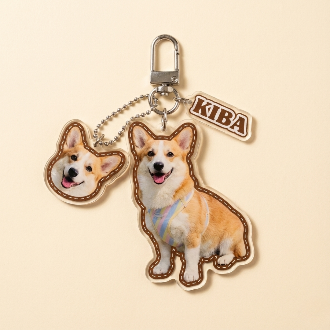 Custom Pet Portrait Acrylic Keychain alternate view 11 – Lizzie & Friends