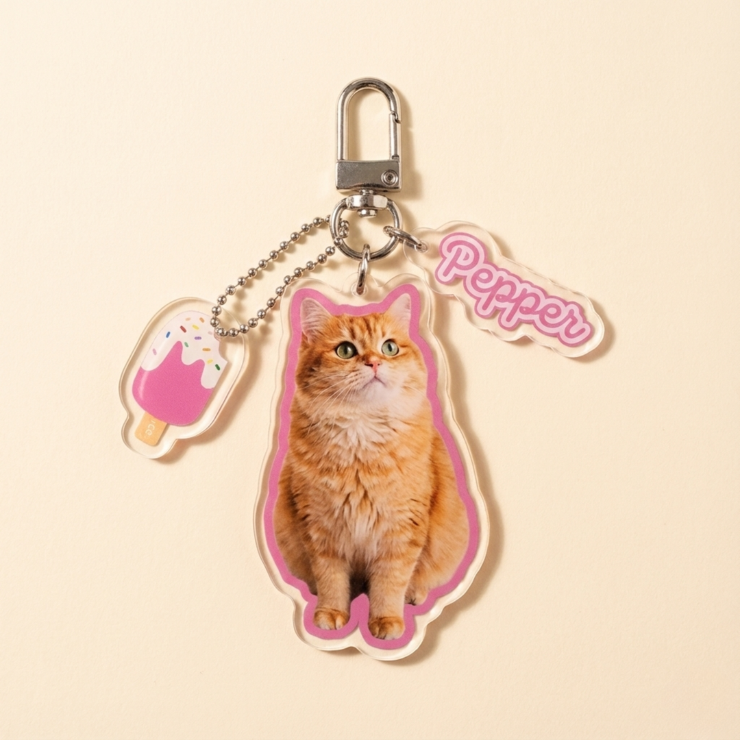 Custom Pet Portrait Acrylic Keychain alternate view 12 – Lizzie & Friends