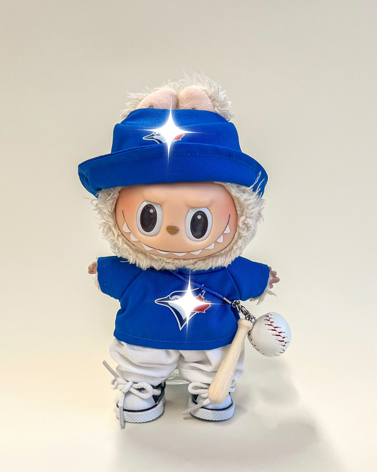 Labubu Baseball Outfit Set –  TBJ Blue – Labubu plush doll outfit handmade kawaii Pop Mart collectible accessory