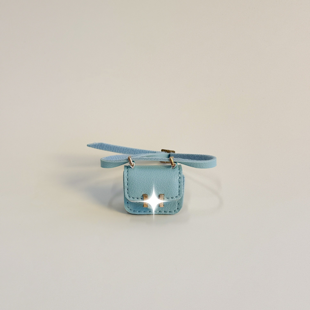 Labubu Mini Crossbody Bag – Blue with Gold Accent