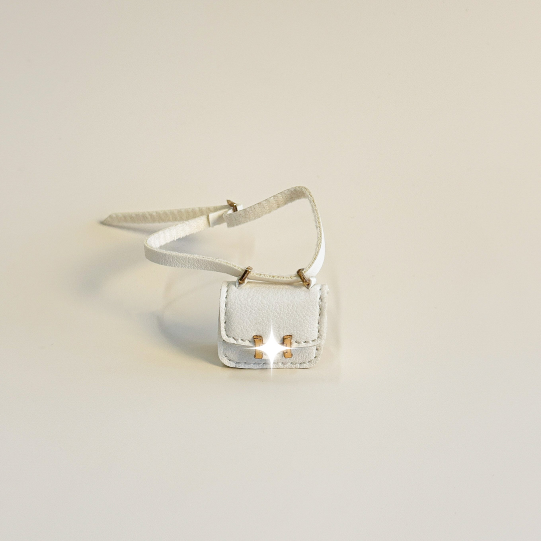 Labubu Mini Crossbody Bag – White with Gold Accent