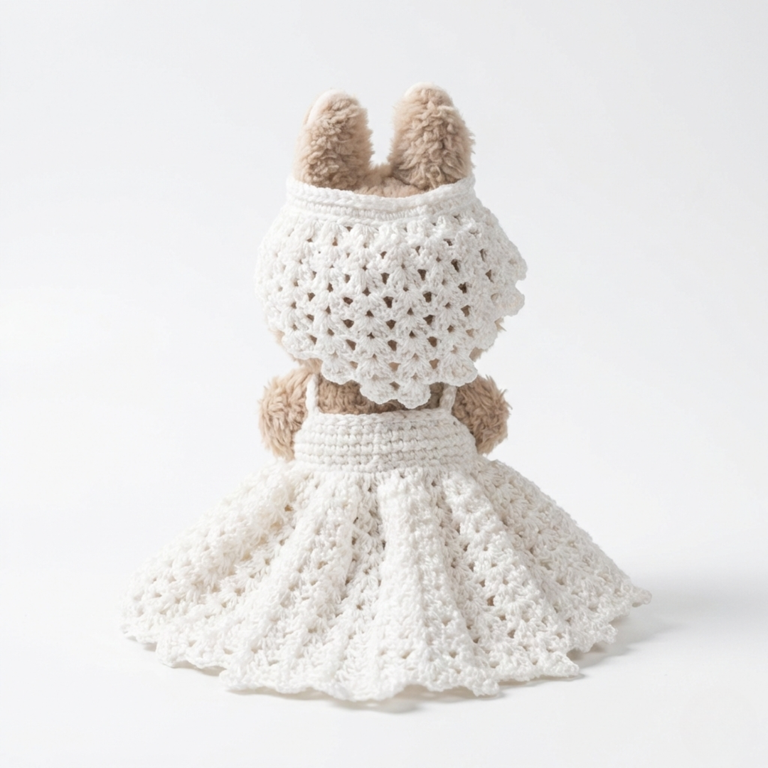 Labubu Elegant Crochet Gown & Crown Set
