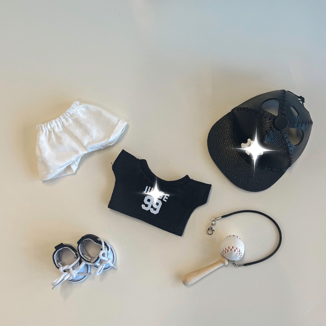 Labubu Baseball Outfit Set –  #99 Edition back view detail – Lizzie & Friends