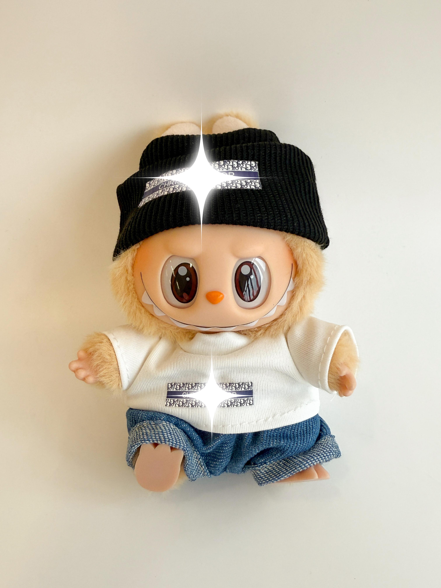 Labubu Casual Streetwear Outfit – Monochrome Edition – Labubu plush doll outfit handmade kawaii Pop Mart collectible acces...
