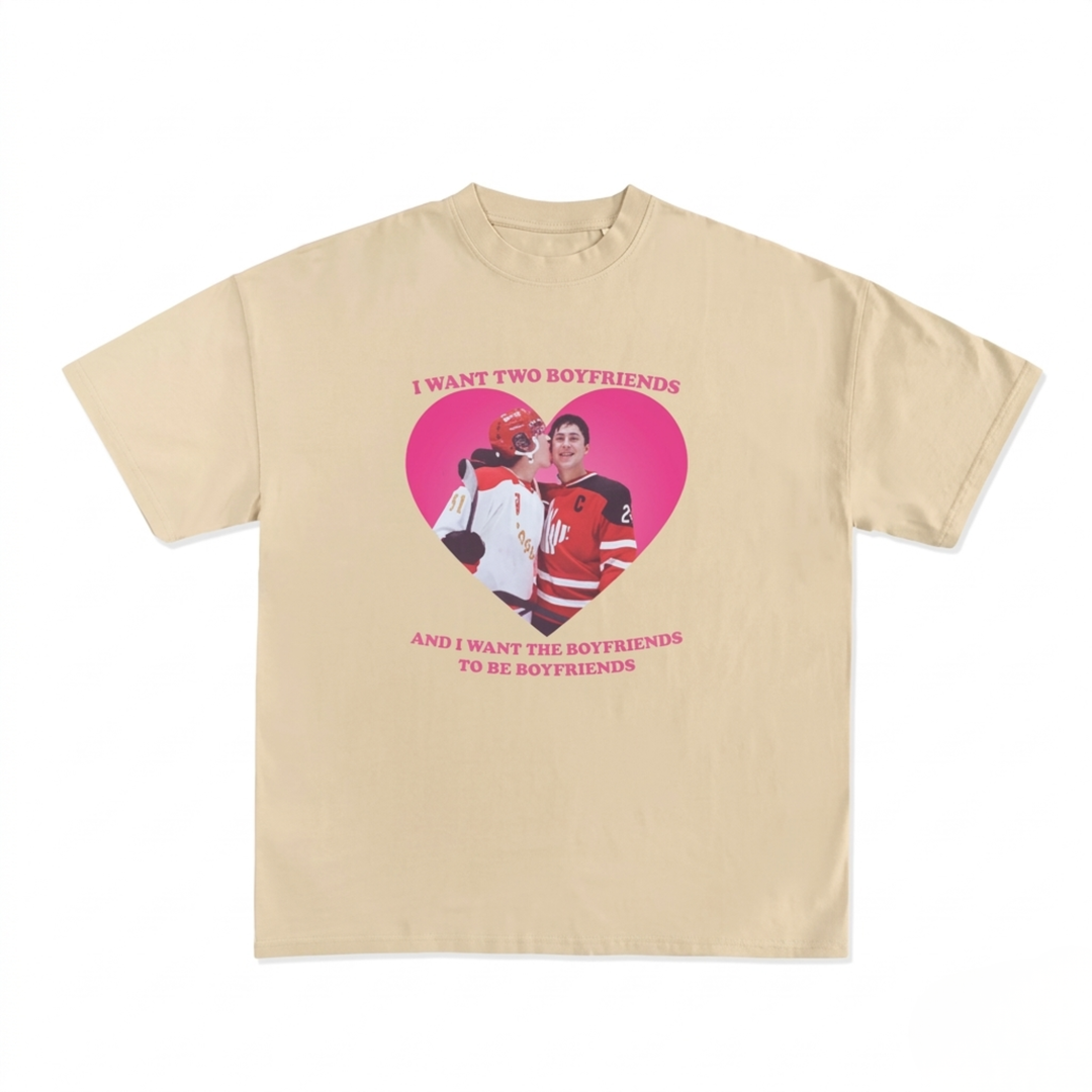 "Two Boyfriends" Hockey Romance Trope T-Shirt