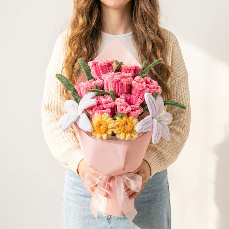 Heartwarming "Family Love" Eternal Plush Flower Bouquet flat lay product shot – Lizzie & Friends