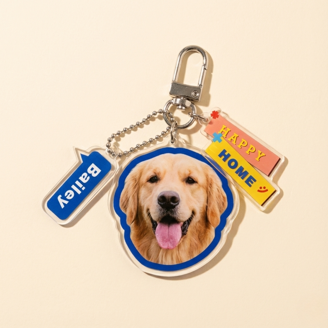 Custom Pet Portrait Acrylic Keychain alternate view 14 – Lizzie & Friends