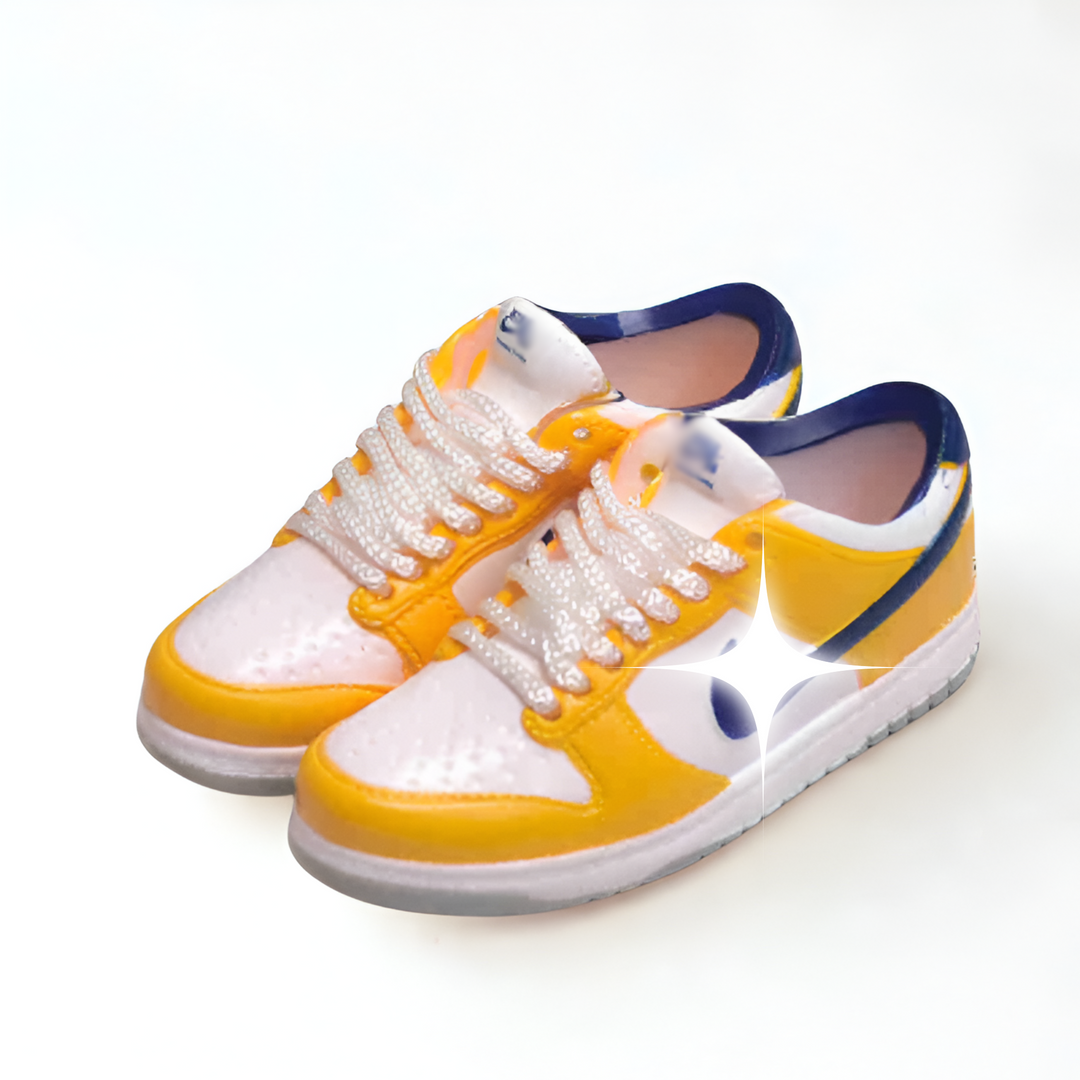 Labubu Court Edition Mini Sneakers – Yellow & Purple – Labubu plush doll outfit handmade kawaii Pop Mart collectible acces...