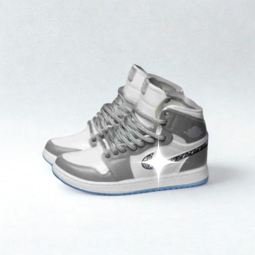 Labubu Retro High-Top Sneakers – Gray & White Edition