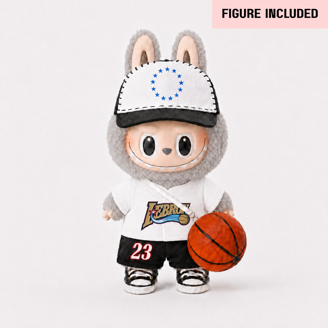 Labubu #23 Philly White Basketball Outfit Set – Complete with Authentic Exciting Macaron Sesame Bean Figure
