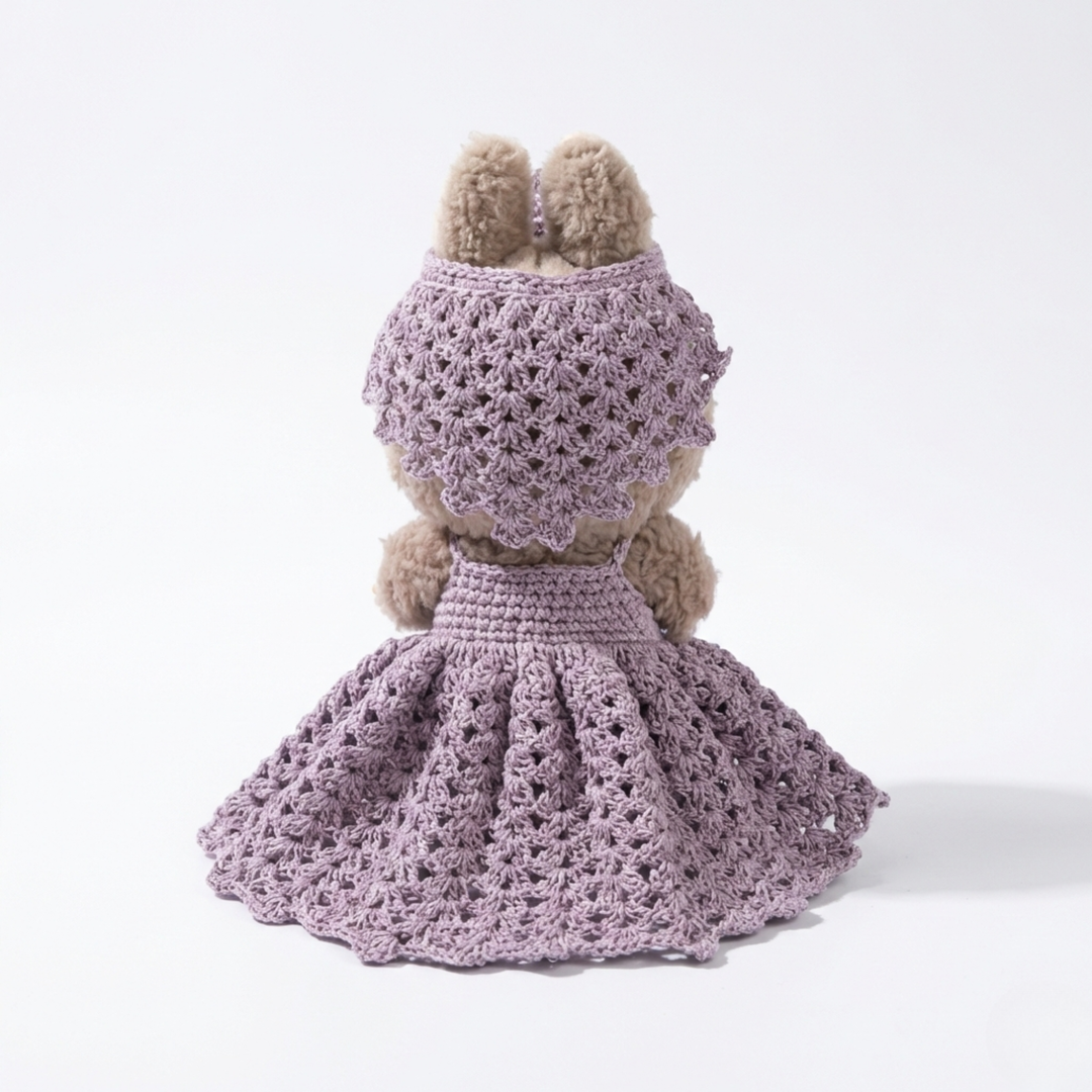 Labubu Elegant Crochet Gown & Crown Set