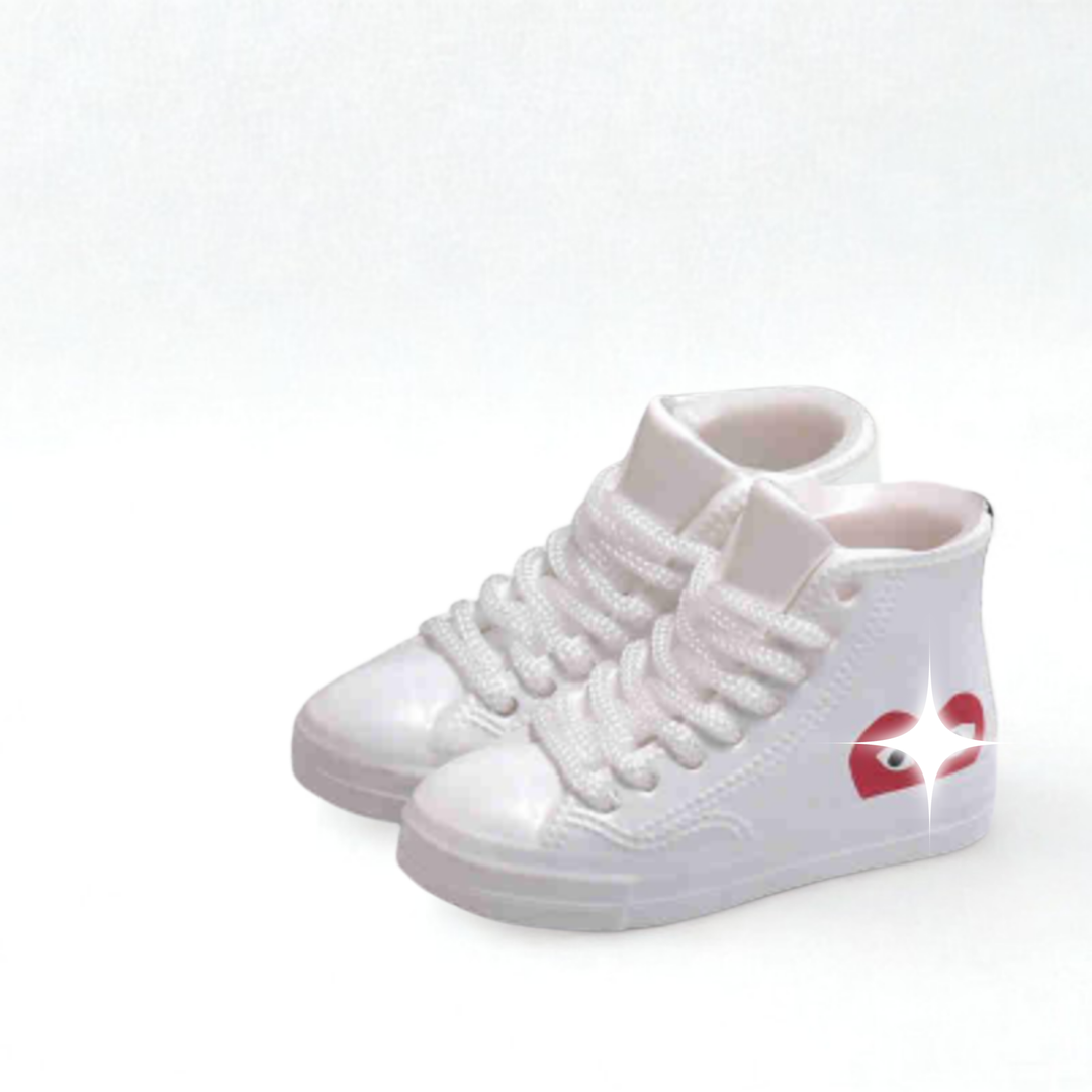 Labubu Canvas Heart High-Top Miniature Sneakers – Labubu plush doll outfit handmade kawaii Pop Mart collectible accessory