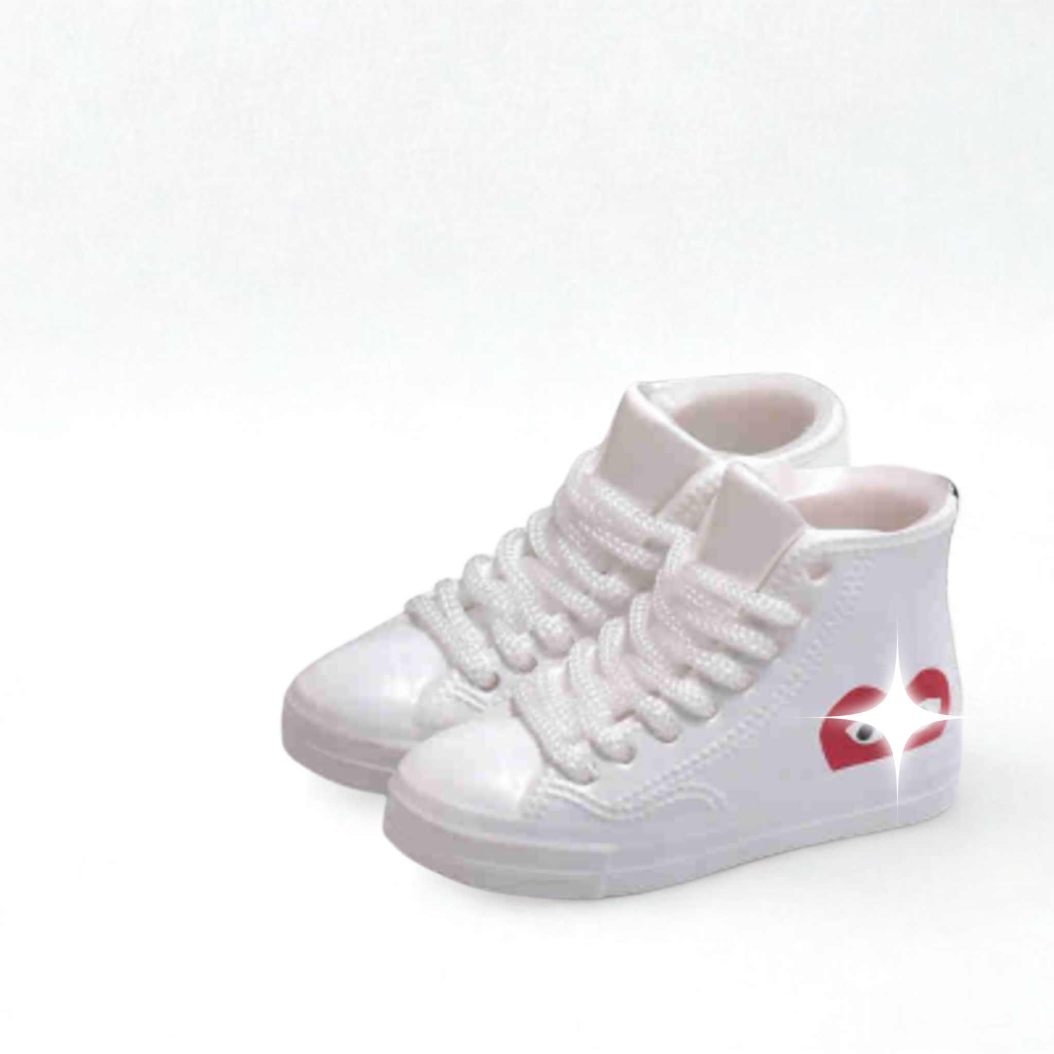 Labubu Canvas Heart High-Top Miniature Sneakers – Labubu plush doll outfit handmade kawaii Pop Mart collectible accessory