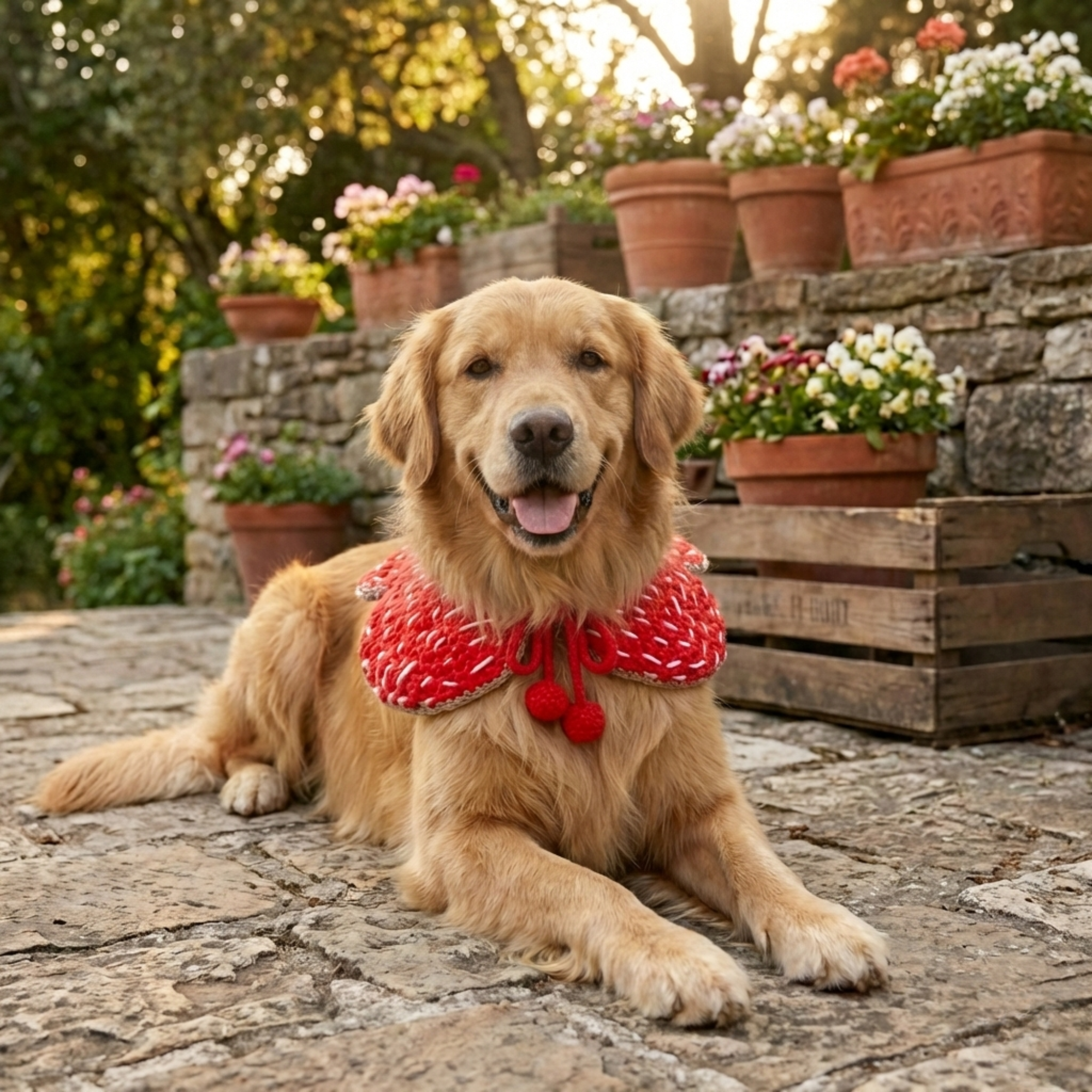 Dark Bloom Pet Knitted Neck Collar close-up detail shot – Lizzie & Friends