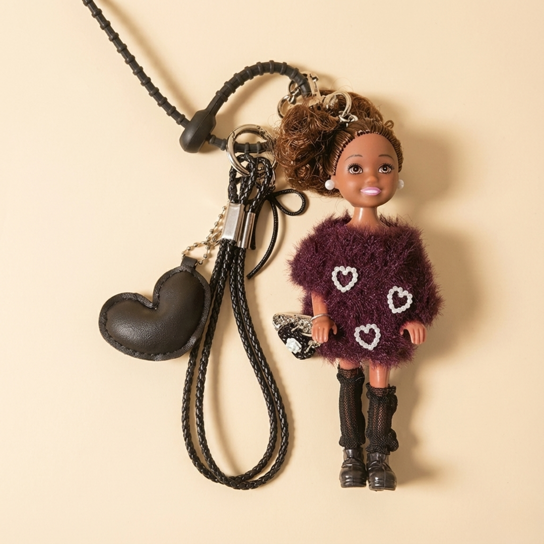 Tiny Style Doll Plum Heart Sweater – handmade plush doll outfit clothes accessory collectible