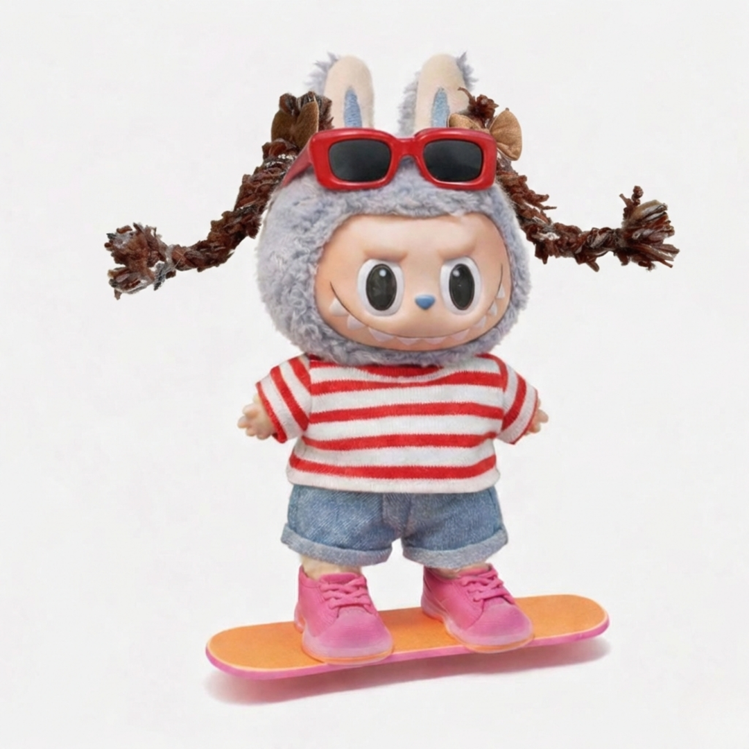 Labubu Mystery Dimension Striped Explorer Outfit Set – Labubu plush doll outfit handmade kawaii Pop Mart collectible acces...