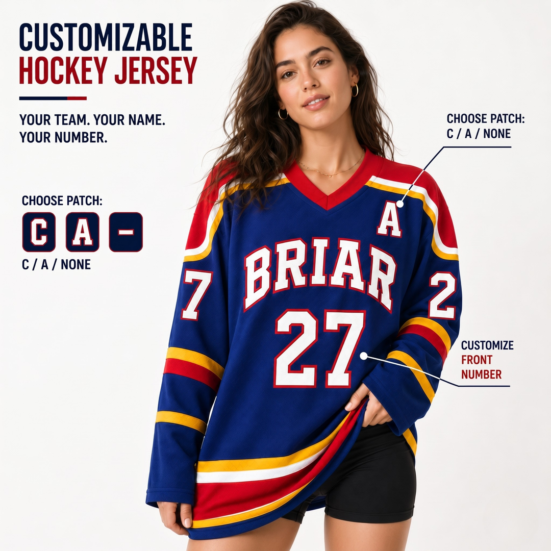 Customizable Briar Hockey Jersey – Blue (Embroidered)