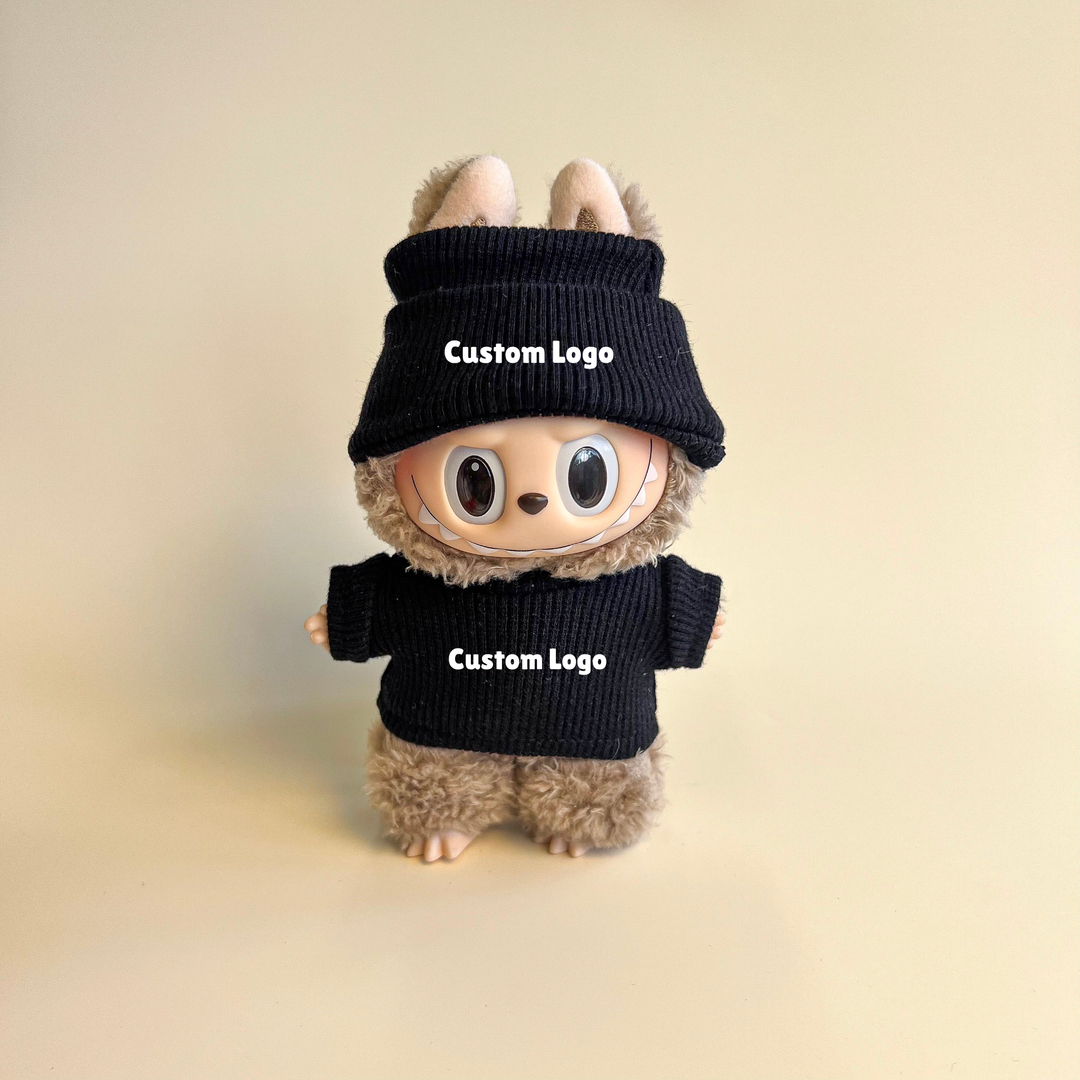 Labubu Custom Logo Outfit – Beanie & Sweater Set (Multiple Colors) – Labubu plush doll outfit handmade kawaii Pop Mart col...