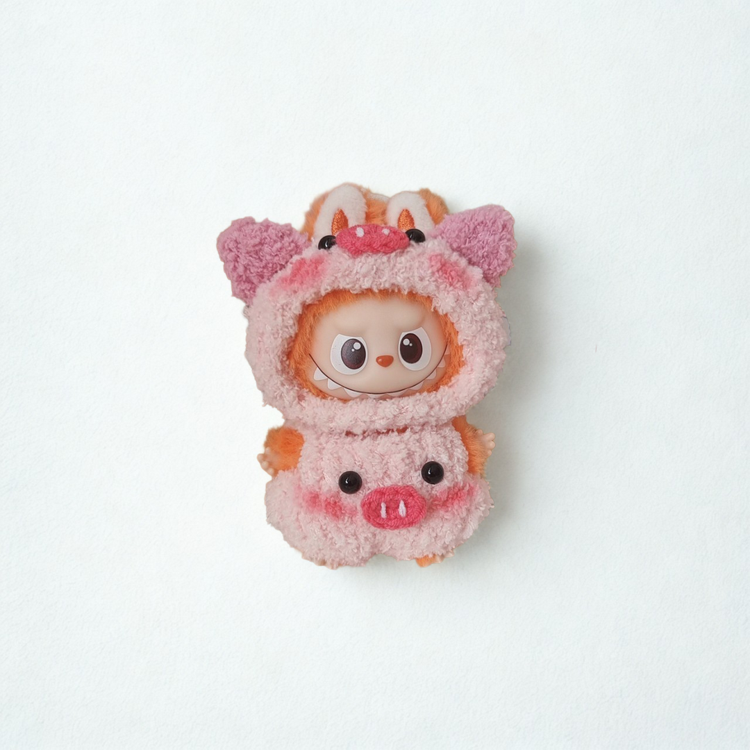 Labubu 4.0 Pink Pig Outfit – Cozy Style – Labubu 4.0 V4 handmade outfit accessory Pop Mart plush doll clothes