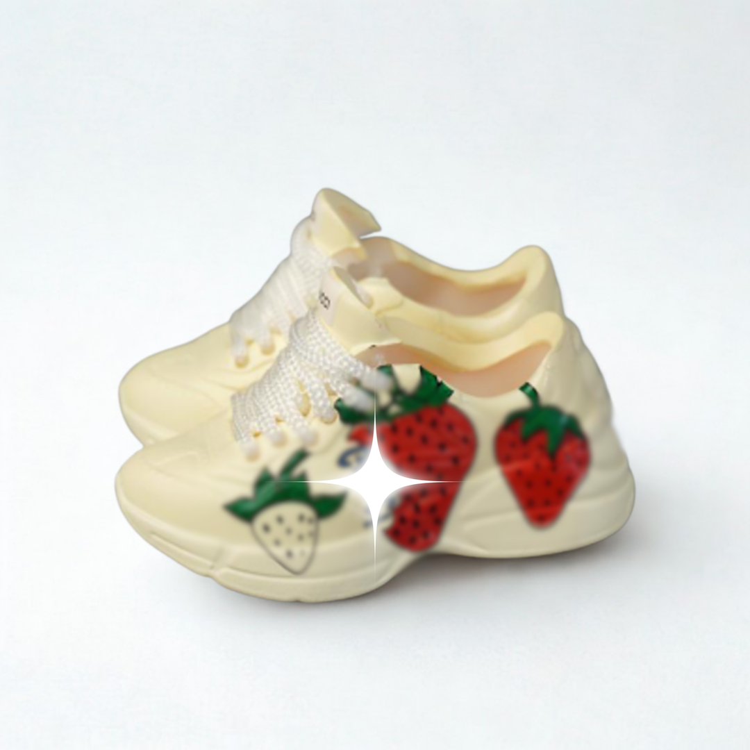Labubu Seasonal Fruit Trainers – Cream with Strawberry Print