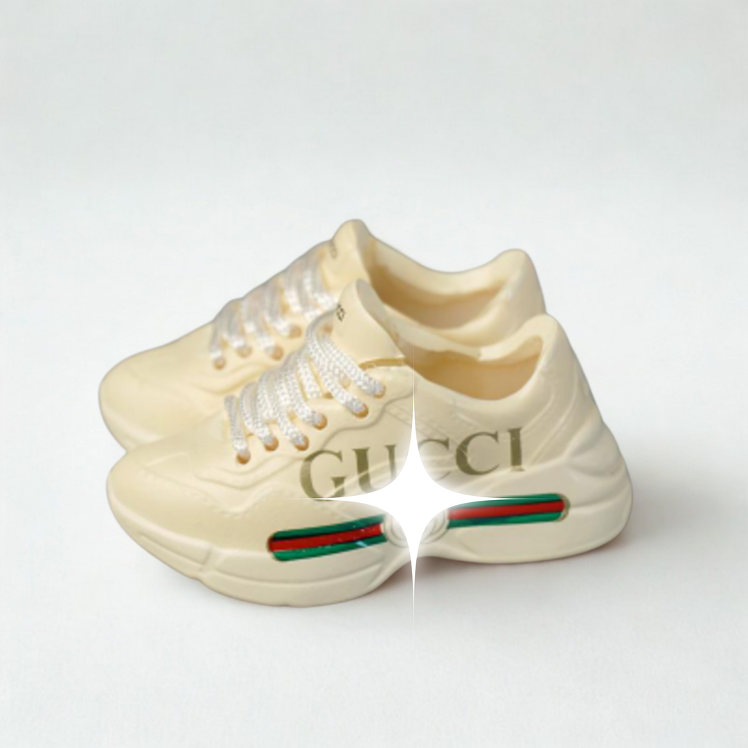 Labubu Vintage Stripe Trainers – Cream with Signature Detail