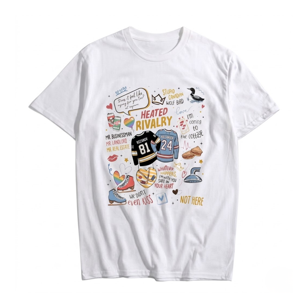 Pro Hockey "Heated Rivalry" Doodle Quote T-Shirt
