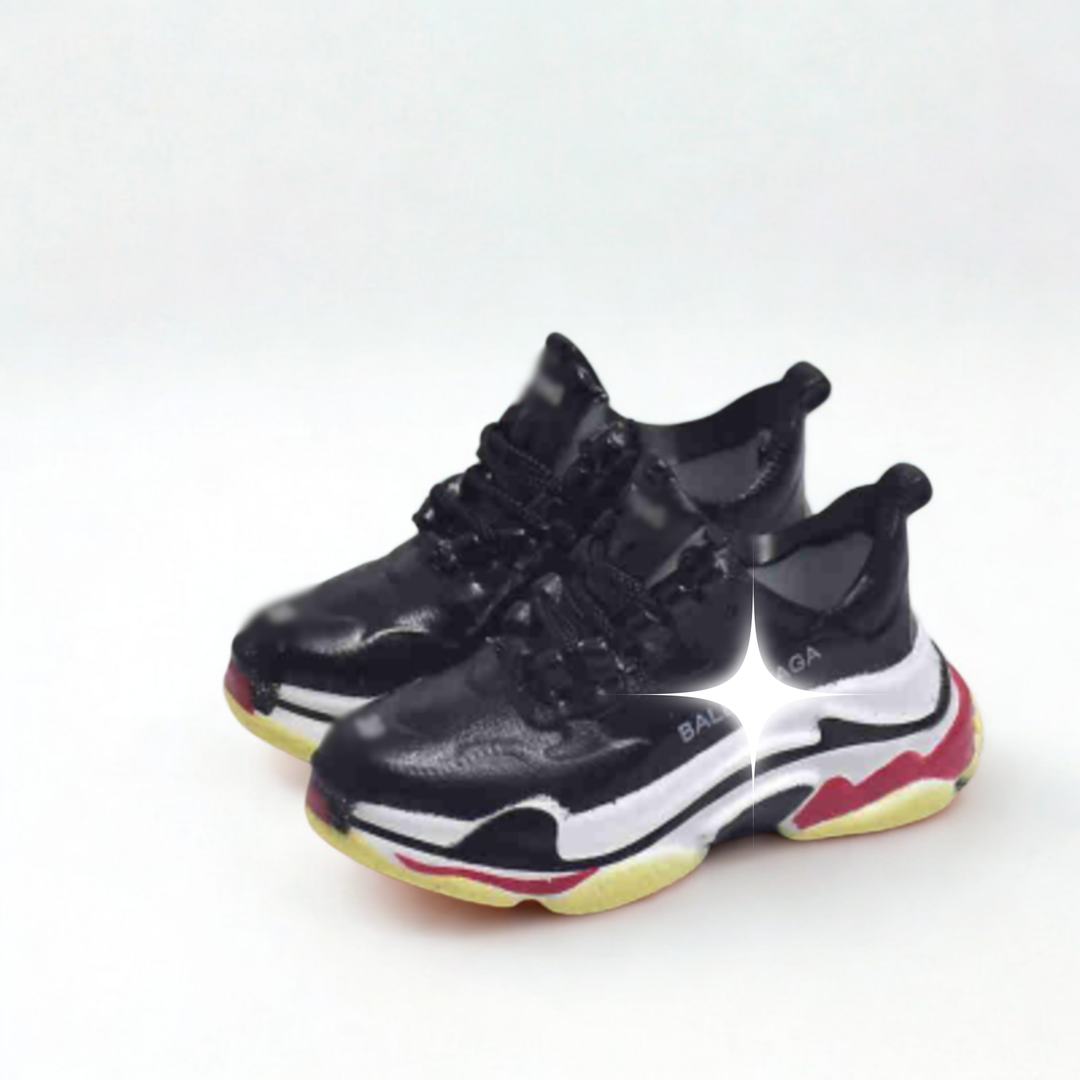 Labubu Chunky Sneakers – Black Base with Multicolor Sole – Labubu plush doll outfit handmade kawaii Pop Mart collectible a...