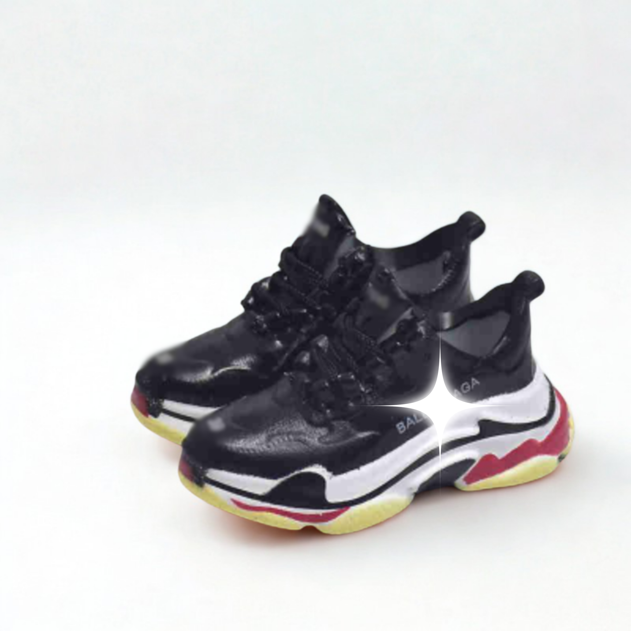 Labubu Chunky Sneakers – Black Base with Multicolor Sole – Labubu plush doll outfit handmade kawaii Pop Mart collectible a...