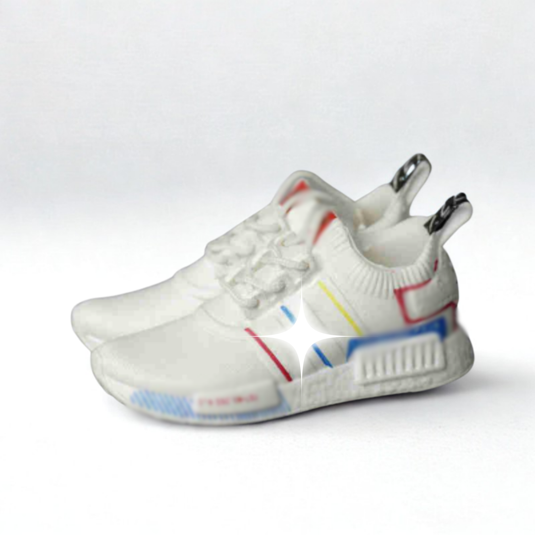 Labubu Mini Knit Runner Sneakers – White with Multicolor Accents