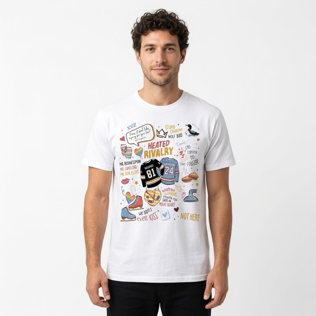 Pro Hockey "Heated Rivalry" Doodle Quote T-Shirt