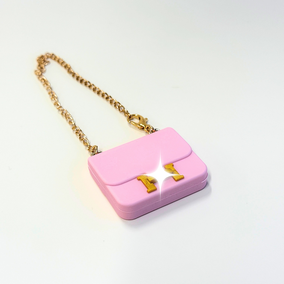Labubu Mini Elegance Bag – Pink with Gold Accent