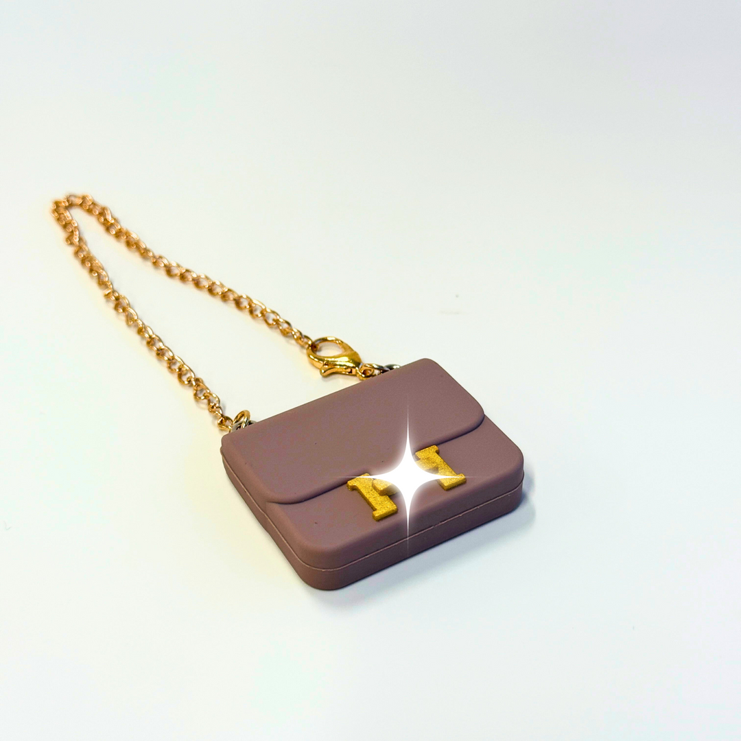 Labubu Mini Elegance Bag – Taupe with Gold Accent