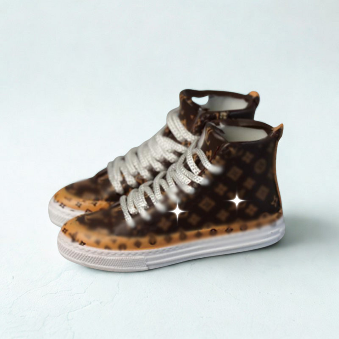 Labubu Monogram High-Top Sneakers – Classic Brown