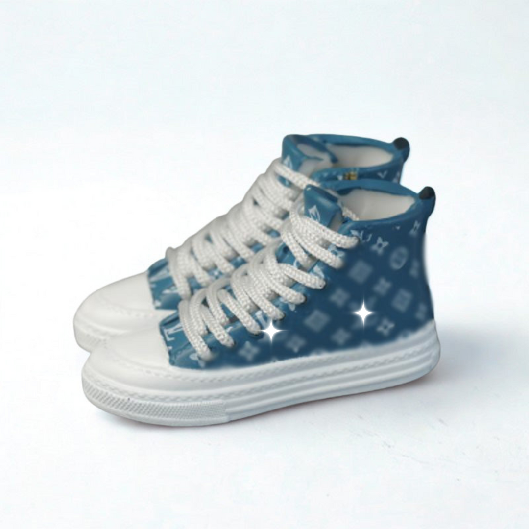 Labubu Monogram High-Top Sneakers – Denim Blue