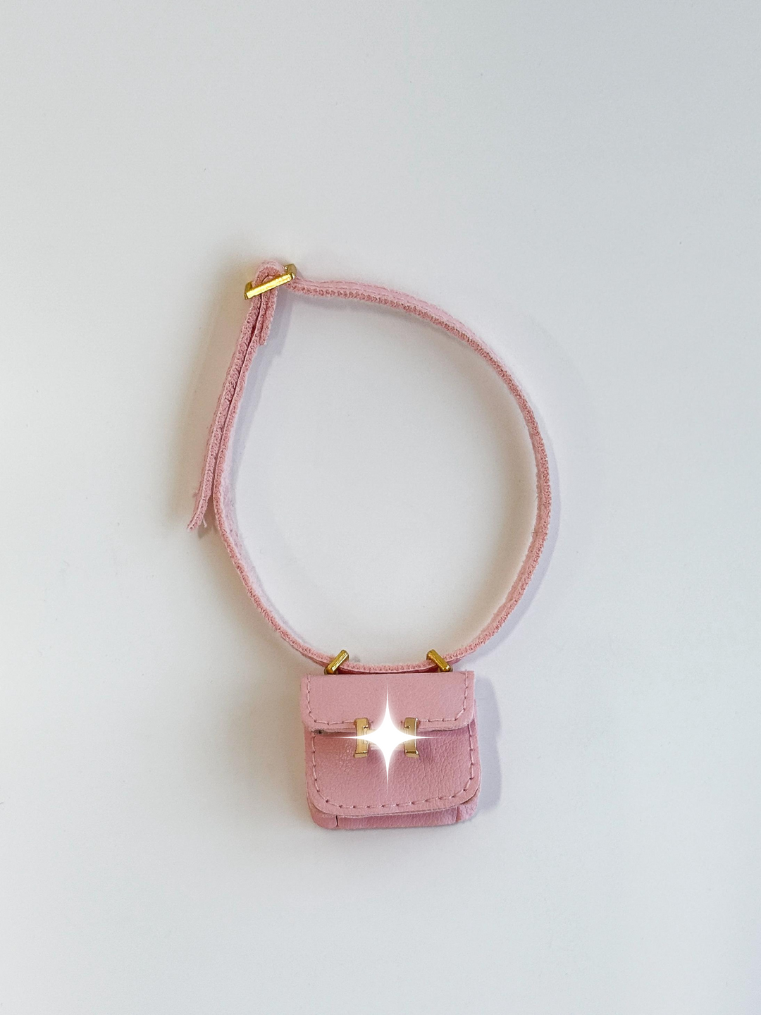 Labubu Micro Flap Crossbody – Pink with Gold Accent