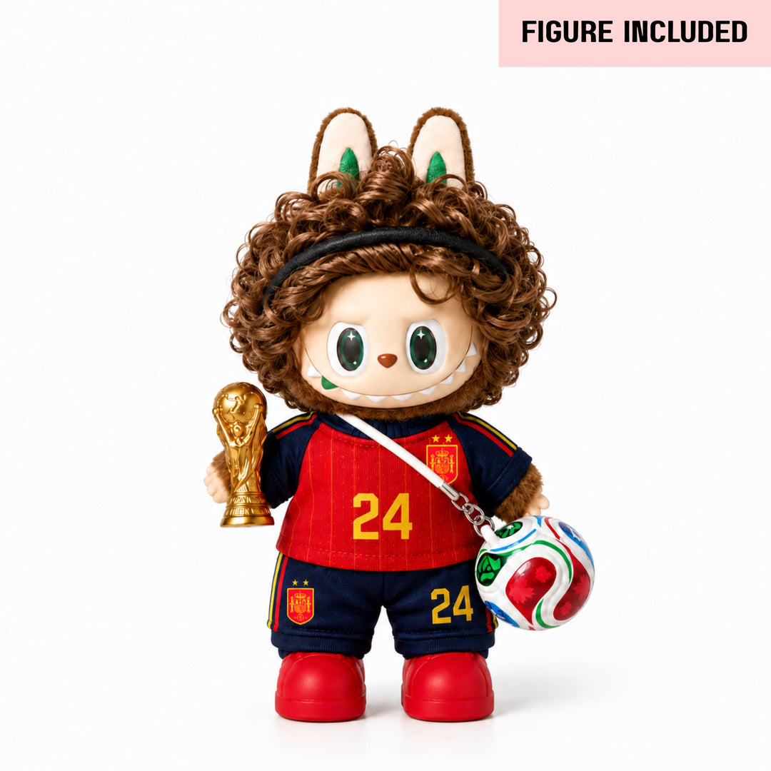 Labubu Spain #24 Two-Star Football Outfit Set – Complete with Authentic Coastal Vibes Figure