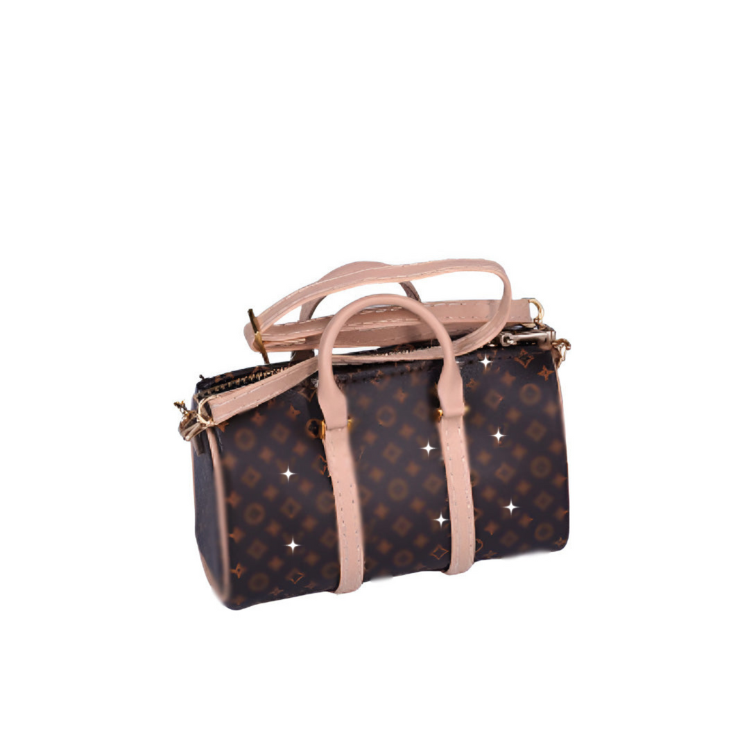 Labubu Miniature Barrel Handbag – Classic Monogram Style