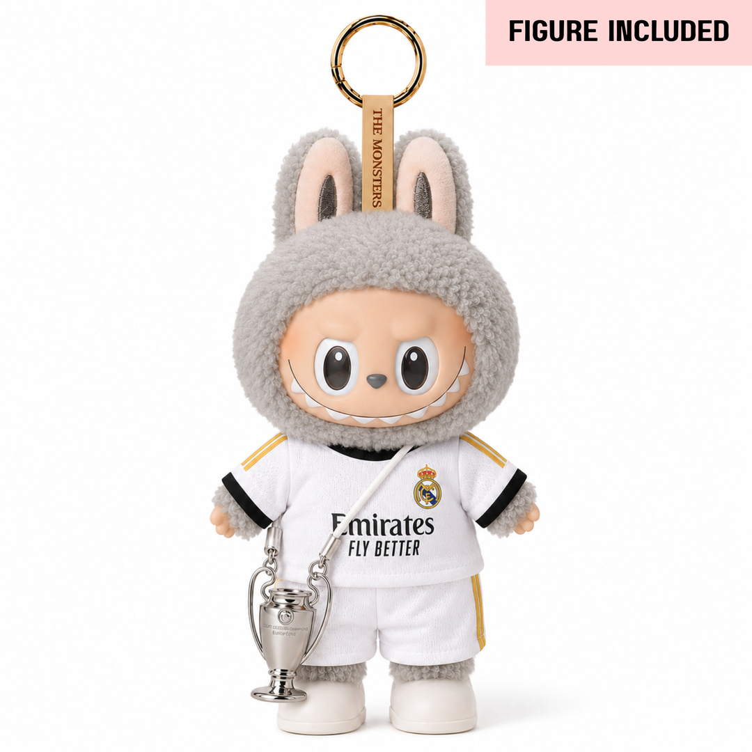 Labubu Real Madrid Bellingham #5 Football Outfit Set – Complete with Authentic Exciting Macaron Sesame Bean Figure