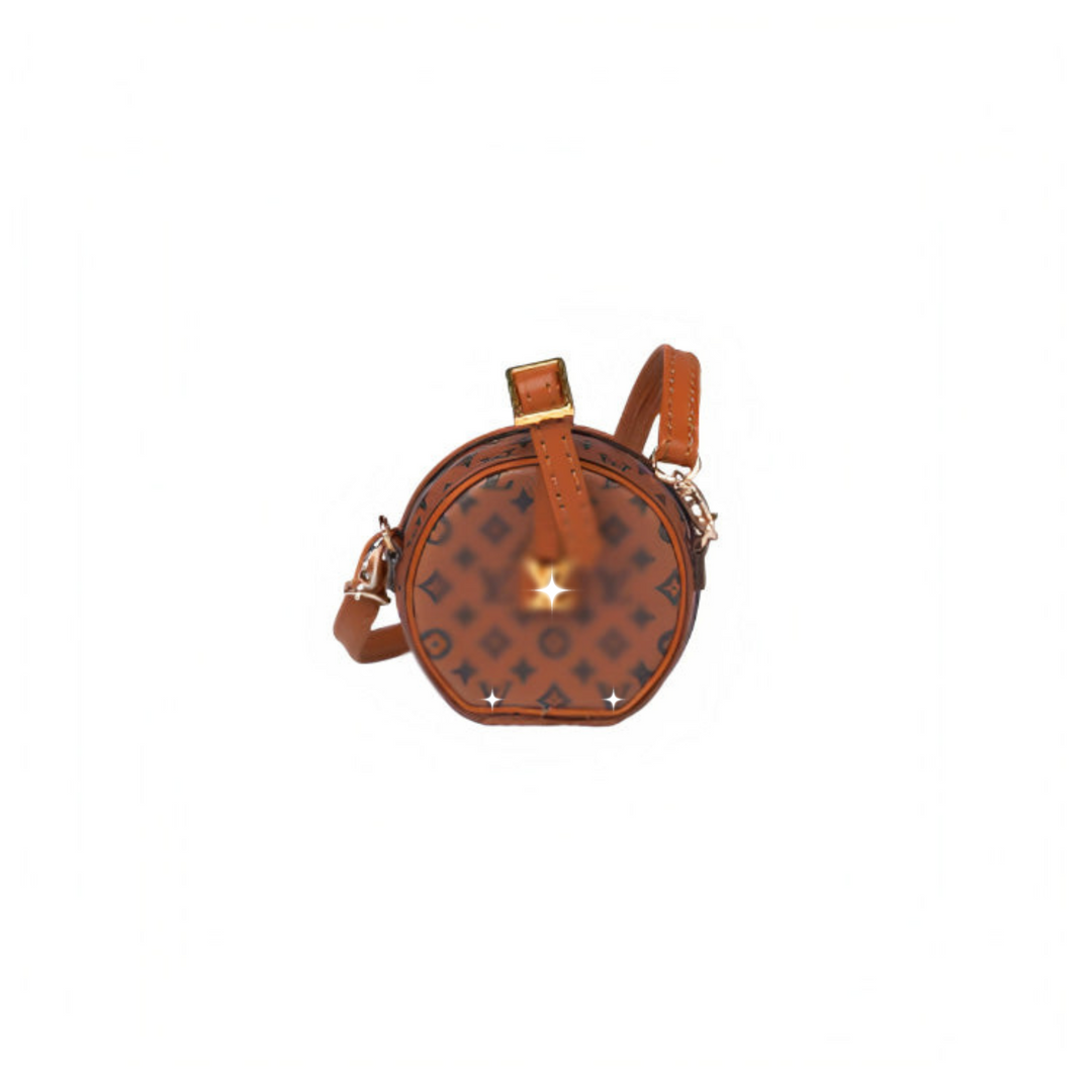 Labubu Miniature Round Handbag – Classic Monogram Style