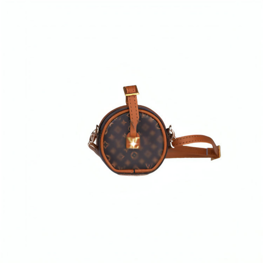 Labubu Miniature Round Handbag – Classic Monogram Style